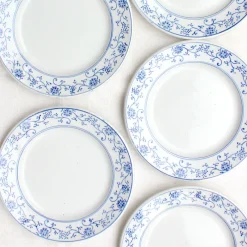 6 assiettes à dessert aux fleurs bleues