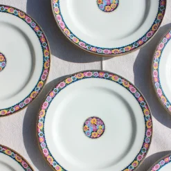 6 assiettes à dessert en porcelaine fleurie