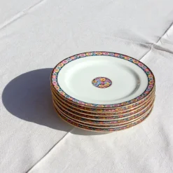 6 assiettes à dessert en porcelaine fleurie