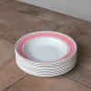 8 assiettes creuses à la bordure rose vintage