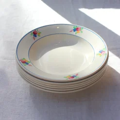 6 assiettes creuses aux bouquets colorés