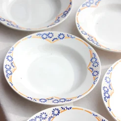 8 assiettes creuses aux marguerites bleues
