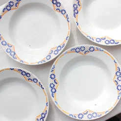 8 assiettes creuses aux marguerites bleues