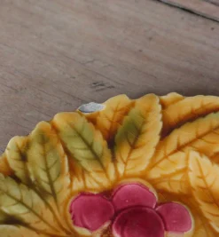 12 assiettes en barbotine au décor de fruits vintage