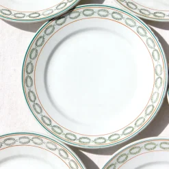 6 Assiettes en terre de fer aux lauriers