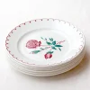6 assiettes plates à la rose rouge