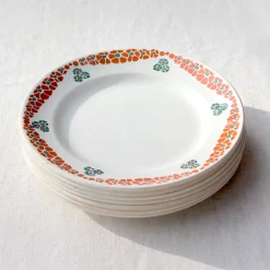 8 assiettes plates en faïence art déco