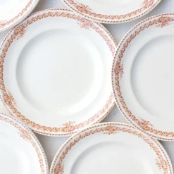 8 assiettes plates en terre de fer ocre