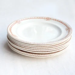 8 assiettes plates en terre de fer ocre