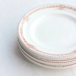 8 assiettes plates en terre de fer ocre