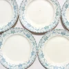 6 assiettes plates en terre de fer à la frise bleu clair