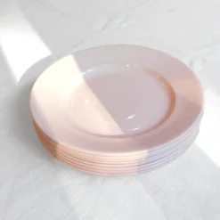 8 assiettes rose poudré