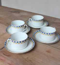 4 grandes tasses en porcelaine art déco vintage