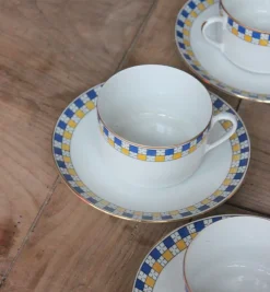 4 grandes tasses en porcelaine art déco vintage