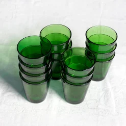 14 verres gobelets vert bouteille