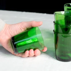 14 verres gobelets vert bouteille