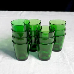 14 verres gobelets vert bouteille