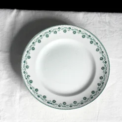 Assiette sur pied à la frise verte
