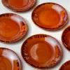 Assiettes à dessert en céramique brune
