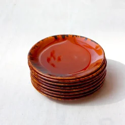 Assiettes à dessert en céramique brune