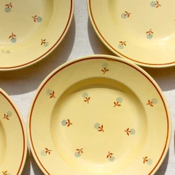 Assiettes en faïence jaune