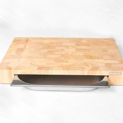 Billot en bois d'hévéa avec réceptacle inox