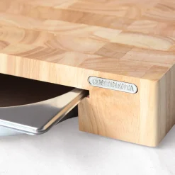 Billot en bois d'hévéa avec réceptacle inox