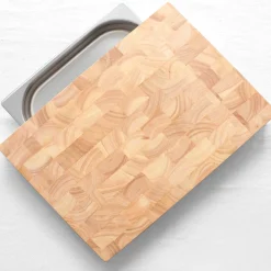 Billot en bois d'hévéa avec réceptacle inox