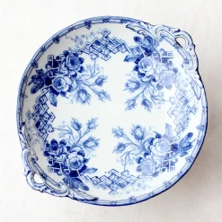 Compotier ancien aux fleurs bleues