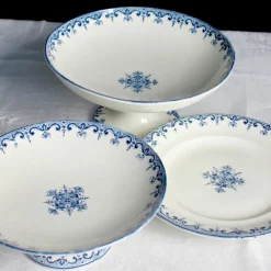 Compotiers style Rouen à la délicate frise bleue