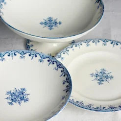 Compotiers style Rouen à la délicate frise bleue