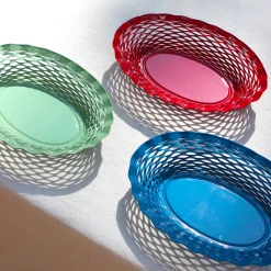 Corbeille à pain ovale en métal coloré