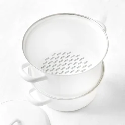 Cuiseur vapeur en émail blanc