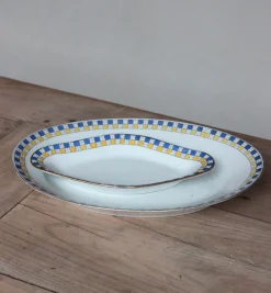 Duo de plats de service en porcelaine art déco vintage