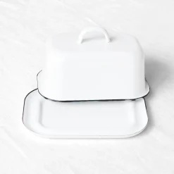 Grand beurrier avec cloche en émail