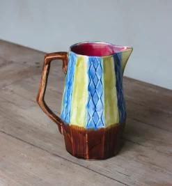 Grand pichet en céramique colorée vintage