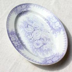 Grand plat ancien en terre de fer mauve