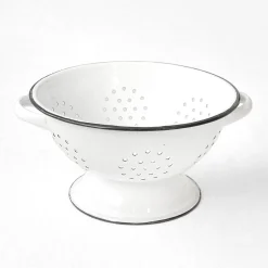 Grande passoire en émail à anses