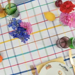 Nappe rectangulaire aux carreaux multicolores