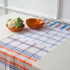Nappe upcyclée écrue avec patchwork coloré