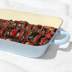 Plat à four émaillé bleu - grand format