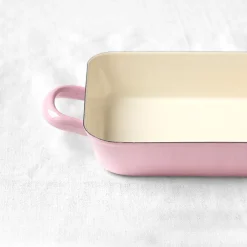 Plat à four émaillé rose - petit format