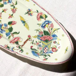 Plat à poisson au décor d’oiseaux et papillons Gien