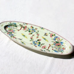 Plat à poisson au décor d’oiseaux et papillons Gien