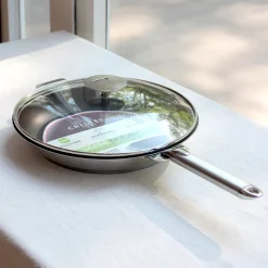 Poêle en inox 18/10 antiadhésive avec manche amovible