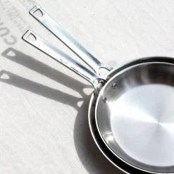 Poêle en inox 18/10 brossé manche fixe