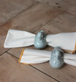 Ronds de serviettes en faïence vintage