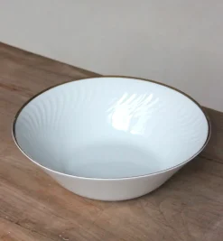 Saladier ancien en porcelain e dorée