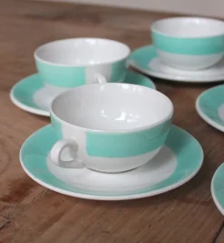 Service à café en faïence style bistrot vintage