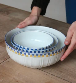 Trio de plats ronds en porcelaine art déco vintage